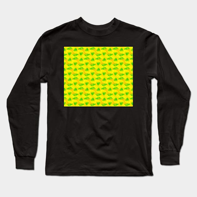 Yellow and Green Abstract Painting Summer Pattern Long Sleeve T-Shirt by gloobella